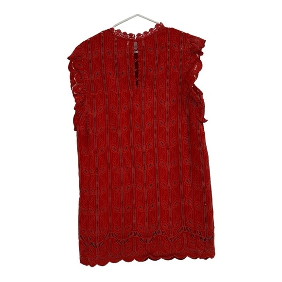 Anthropologie Tularosa Chetna Lace Tunic Dress Red Embroidered Mini Size Medium - Picture 3 of 7